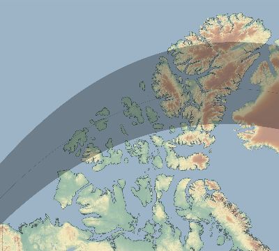 Map of the eclipse path across Canada on 04/14/1809
