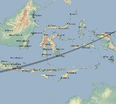 Map of the eclipse path across Indonesia on 04/04/1810