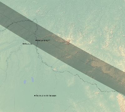 Map of the eclipse path across Bolivia on 09/28/1810