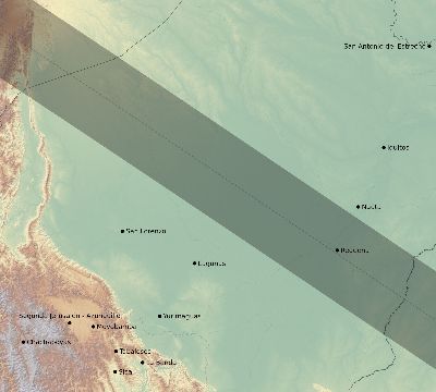 Map of the eclipse path across Peru on 09/28/1810