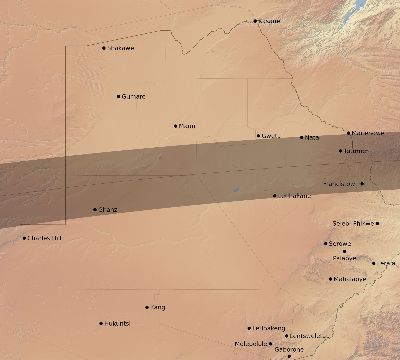 Map of the eclipse path across Botswana on 03/24/1811