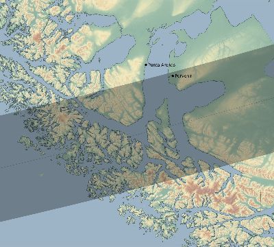 Map of the eclipse path across Chile on 03/24/1811