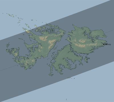 Map of the eclipse path across Falkland Islands on 03/24/1811