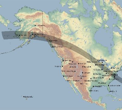 Map of the eclipse path across United States on 09/17/1811