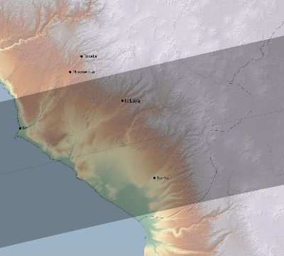 Map of the eclipse path across Peru on 07/27/1813