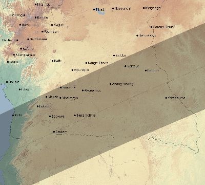 Map of the eclipse path across Cameroon on 01/21/1814