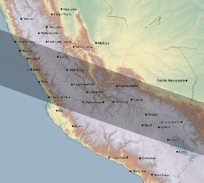 Map of the eclipse path across Peru on 01/21/1814