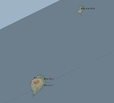 Map of the eclipse path across São Tomé and Príncipe on 01/21/1814