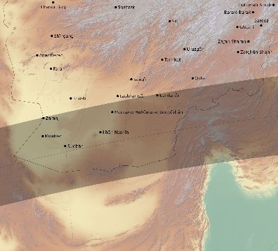 Map of the eclipse path across Afghanistan on 07/17/1814
