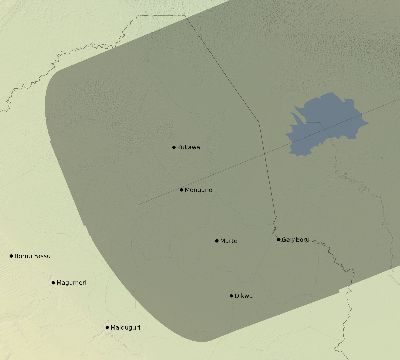 Map of the eclipse path across Nigeria on 07/17/1814