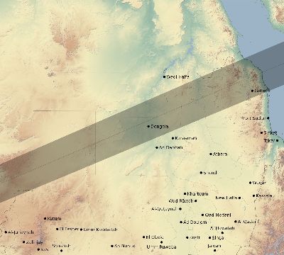 Map of the eclipse path across Sudan on 07/17/1814