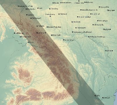 Map of the eclipse path across Ukraine on 11/19/1816