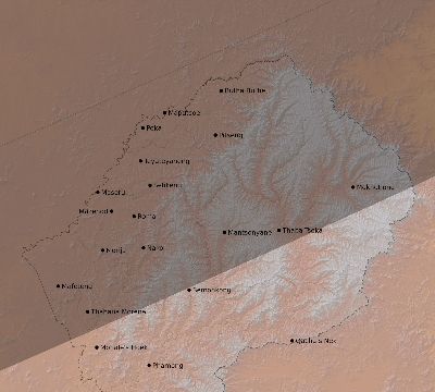 Map of the eclipse path across Lesotho on 05/16/1817