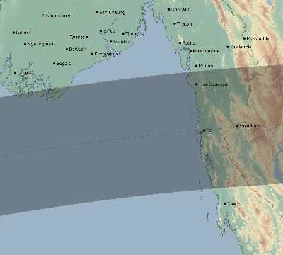 Map of the eclipse path across Myanmar on 05/16/1817