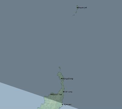 Map of the eclipse path across Palau on 05/16/1817