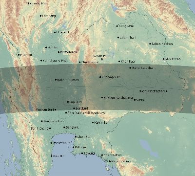 Map of the eclipse path across Thailand on 05/16/1817