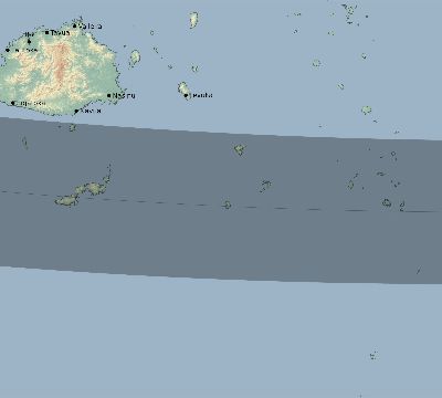 Map of the eclipse path across Fiji on 11/09/1817