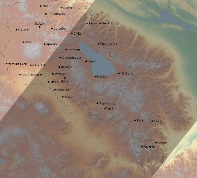 Map of the eclipse path across Armenia on 05/05/1818