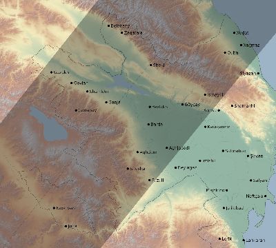 Map of the eclipse path across Azerbaijan on 05/05/1818