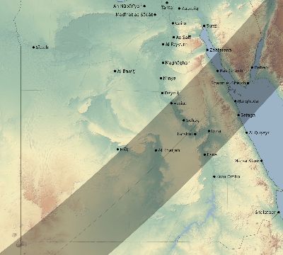 Map of the eclipse path across Egypt on 05/05/1818