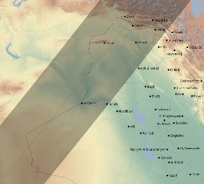 Map of the eclipse path across Iraq on 05/05/1818