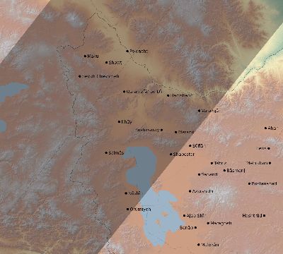 Map of the eclipse path across Iran on 05/05/1818