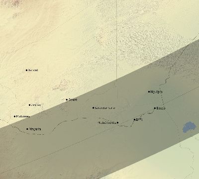 Map of the eclipse path across Niger on 05/05/1818