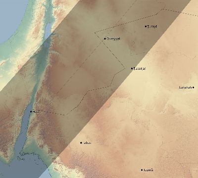 Map of the eclipse path across Saudi Arabia on 05/05/1818