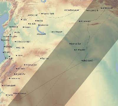 Map of the eclipse path across Syria on 05/05/1818