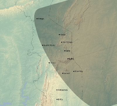 Map of the eclipse path across Togo on 05/05/1818