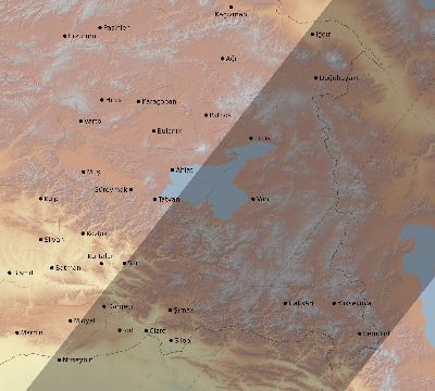 Map of the eclipse path across Turkey on 05/05/1818