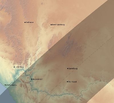 Map of the eclipse path across Namibia on 03/14/1820