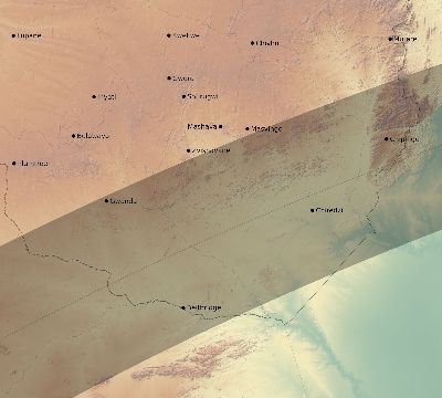 Map of the eclipse path across Zimbabwe on 03/14/1820