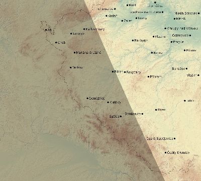 Map of the eclipse path across Czechia on 09/07/1820