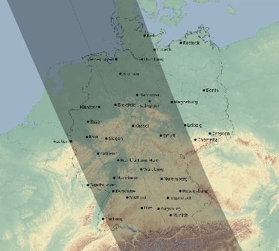 Map of the eclipse path across Germany on 09/07/1820