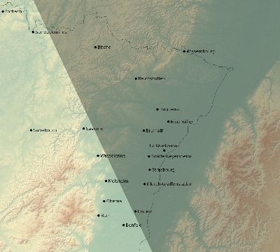 Map of the eclipse path across France on 09/07/1820