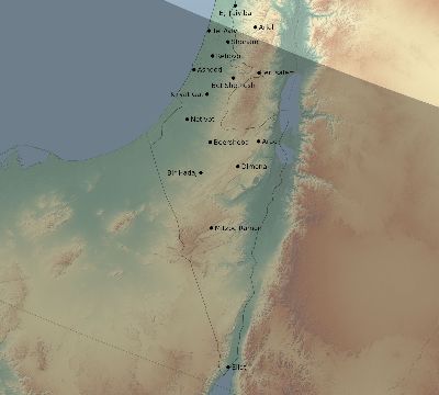 Map of the eclipse path across Israel on 09/07/1820