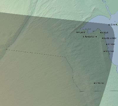 Map of the eclipse path across Kuwait on 09/07/1820
