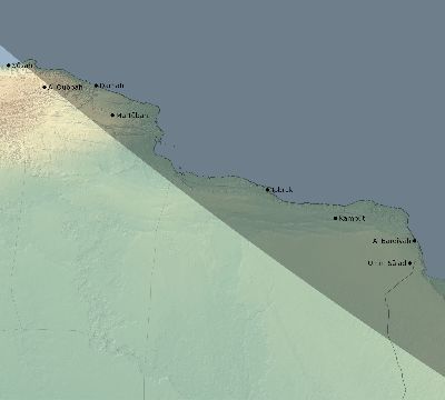 Map of the eclipse path across Libya on 09/07/1820