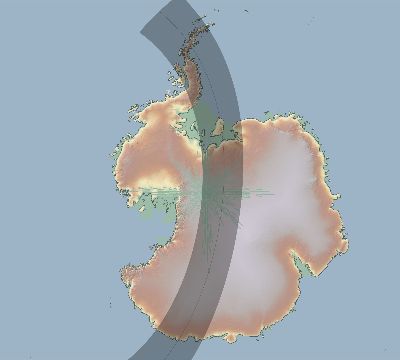 Map of the eclipse path across Antarctica on 01/01/1824