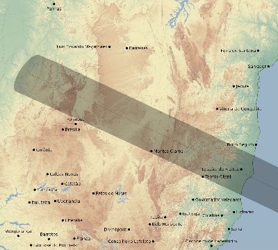 Map of the eclipse path across Brazil on 12/20/1824
