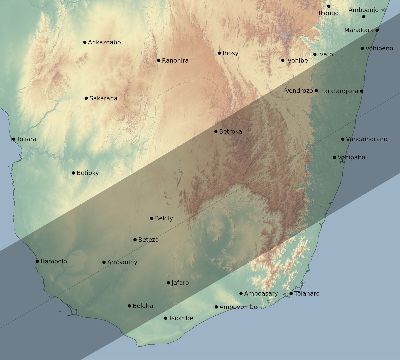 Map of the eclipse path across Madagascar on 12/20/1824