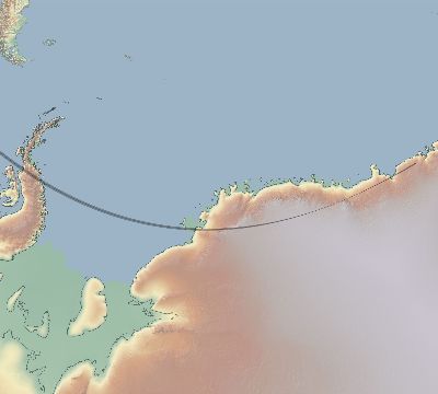 Map of the eclipse path across Antarctica on 10/20/1827