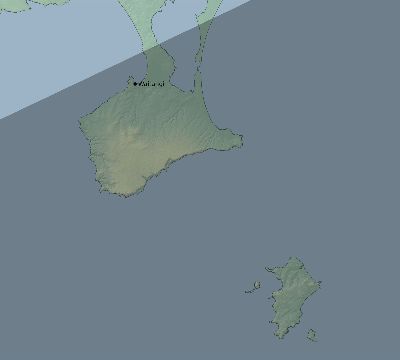Map of the eclipse path across New Zealand on 04/03/1829
