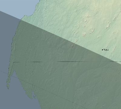 Map of the eclipse path across Western Sahara on 07/27/1832