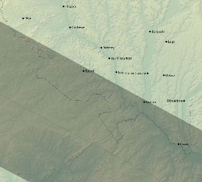 Map of the eclipse path across Niger on 07/27/1832