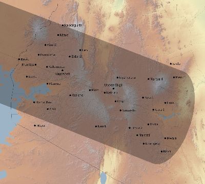 Map of the eclipse path across Kenya on 05/27/1835