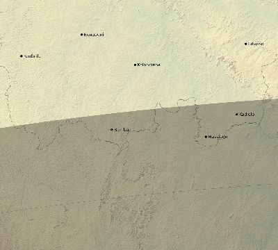 Map of the eclipse path across Mali on 05/27/1835