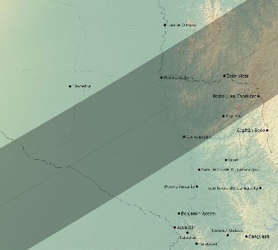 Map of the eclipse path across Paraguay on 05/27/1835