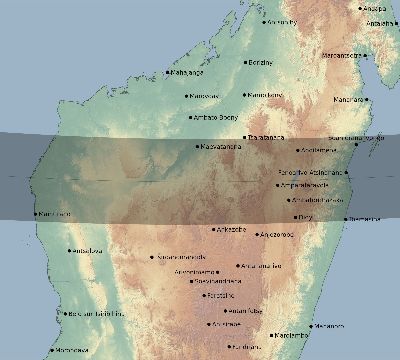 Map of the eclipse path across Madagascar on 11/20/1835